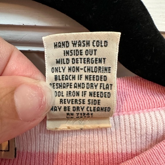 Vintage L.L Bean Dark & Light Pink Stripe Cotton Sweater Top Blouse Size Small S - Picture 8 of 12